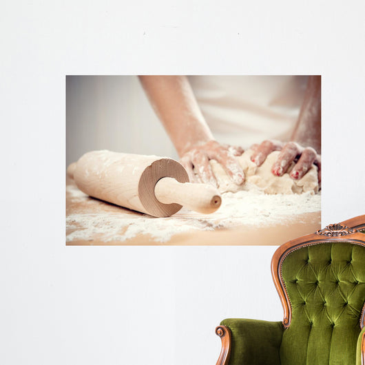 Woman Kneading Dough Close-up