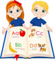 Two Kids and ABC Wall Decal