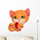 kitten and heart Wall Decal