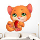 kitten and heart Wall Decal