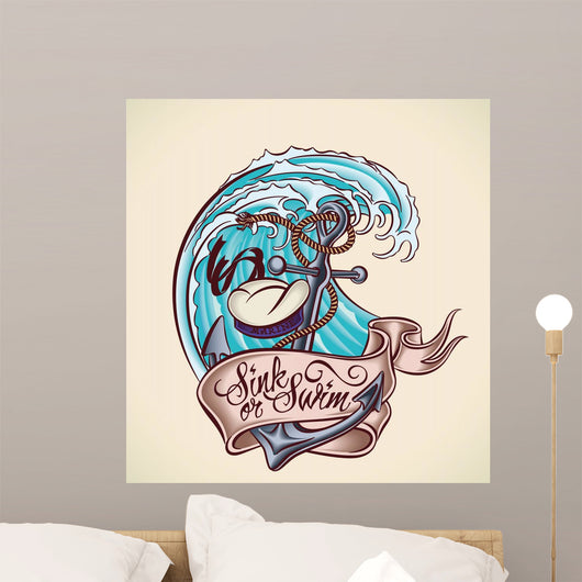 Sink or Swim - Tattoo Design Wall Decal