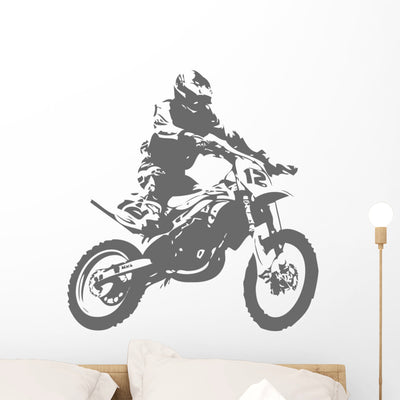 Motorcross Silhouette Wall Decal shown on a wall
