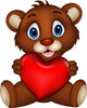 cute baby brown bear cartoon posing with heart love Wall Decal