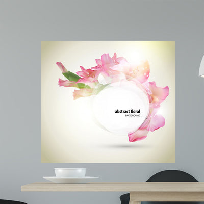 Abstract Pink Flower Wall Mural shown on a wall