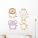Illustration Cute Animal Icon Wall Decal Sticker Set