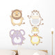 Illustration Cute Animal Icon Wall Decal Sticker Set