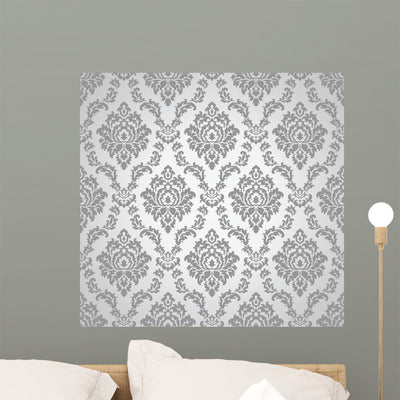 Seamless Damask Wallpaper Wall Decal shown on a wall