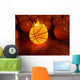 Fire Basketball Glow Ball Wall Mural