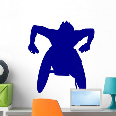 Blue Special Olympics Wheelchair Wall Decal shown on a wall