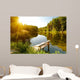 Summer landscape with forest lake Wall Mural