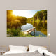 Summer landscape with forest lake Wall Mural
