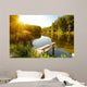 Summer landscape with forest lake Wall Mural