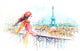 romantic watercolor paris Wall Decal