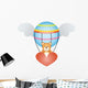 Teddy Bear in a Hot Air Balloon with Angel Wings Wall Decal