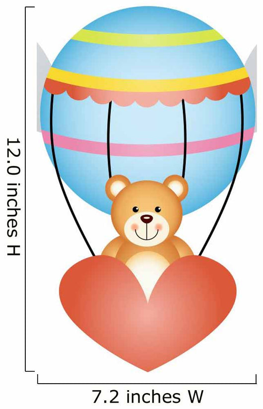 Teddy Bear in a Hot Air Balloon with Angel Wings Wall Decal