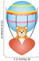 Teddy Bear in a Hot Air Balloon with Angel Wings Wall Decal