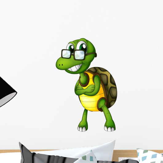 A Turtle Standing with an Eyeglass Wall Decal