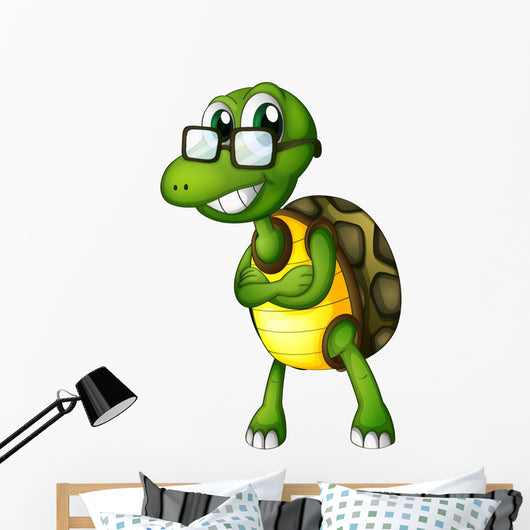 A Turtle Standing with an Eyeglass Wall Decal