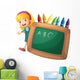 Young Girl beside Blackboard
