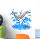 Happy Jumping Dolphin Cartoon-Delfino Salta in Acqua Wall Mural