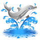 Happy Jumping Dolphin Cartoon-Delfino Salta in Acqua Wall Mural