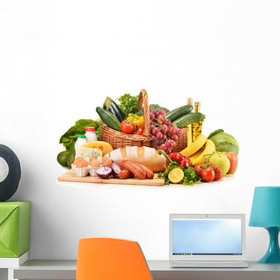 Assorted Grocery Products White shown on a wall
