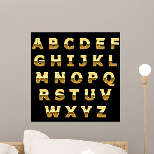 Golden Metallic Shiny Letters Wall Mural – Wallmonkeys