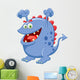 Cute Green Monster Cartoon Wall Decal