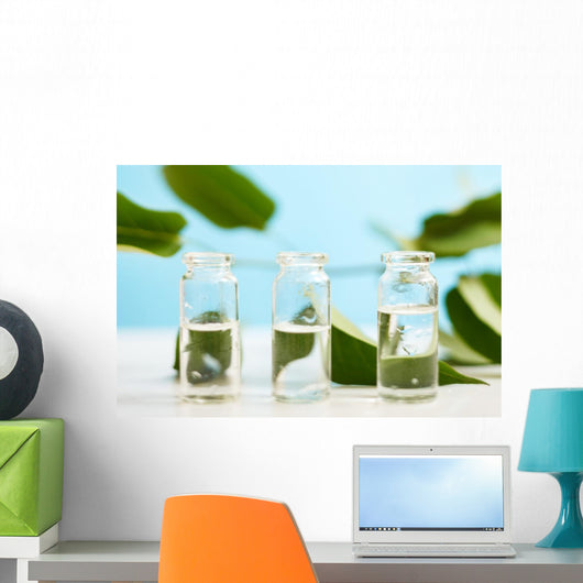 Water and Green Leaves Wall Mural