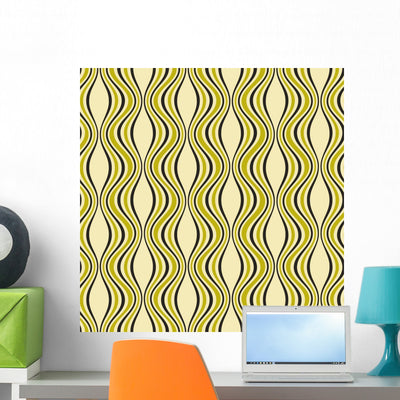 Abstract Retro Curves Wallpaper Tile shown on a wall