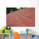 Red asphalt shingle roofing on a roof and chimney Wall Mural