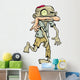 Cartoon Zombie Carrying a Human Arm in His Mouth. Wall Decal