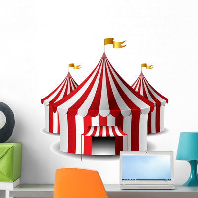 Red White Striped Circus Wall Decal shown on a wall