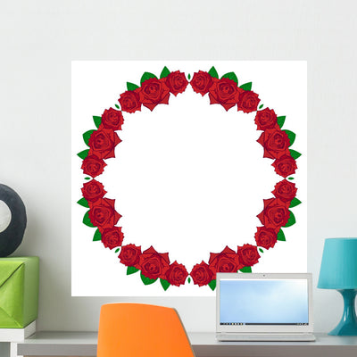Beautiful Red Rose Wall Decal shown on a wall
