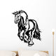 running draft horse black white Wall Decal