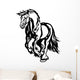 running draft horse black white Wall Decal