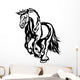 running draft horse black white Wall Decal