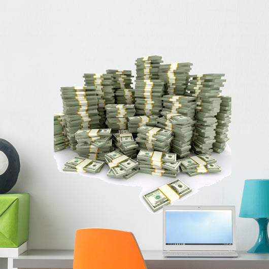 3d illustration of dollars stack over white background Wall Decal