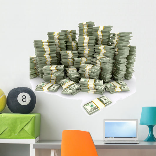 3d illustration of dollars stack over white background Wall Decal