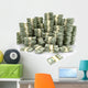 3d illustration of dollars stack over white background Wall Decal