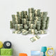 3d illustration of dollars stack over white background Wall Decal