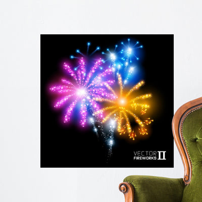 Wonderful Vector Fireworks shown on a wall