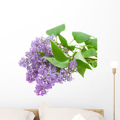Branch with Lilac Flowers Wall Decal shown on a wall