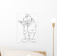 Outline Illustration of a Hippopotamus Smoking a Cigar Wall Decal