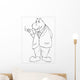 Outline Illustration of a Hippopotamus Smoking a Cigar Wall Decal