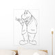 Outline Illustration of a Hippopotamus Smoking a Cigar Wall Decal