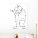 Outline Illustration of a Hippopotamus Smoking a Cigar Wall Decal