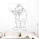 Outline Illustration of a Hippopotamus Smoking a Cigar Wall Decal