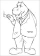 Outline Illustration of a Hippopotamus Smoking a Cigar Wall Decal