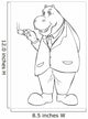 Outline Illustration of a Hippopotamus Smoking a Cigar Wall Decal
